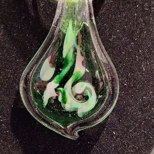 Green and White Glass Pendant
